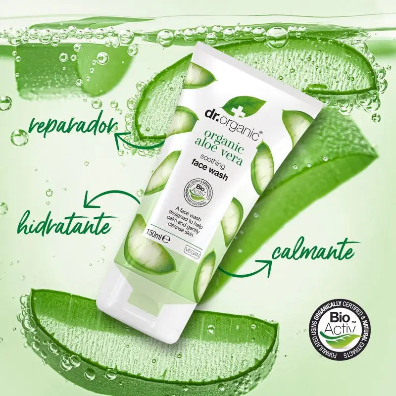 Dr.Organic Aloe Vera Detergente viso delicato, lenitivo e rigenerante, 125 ml