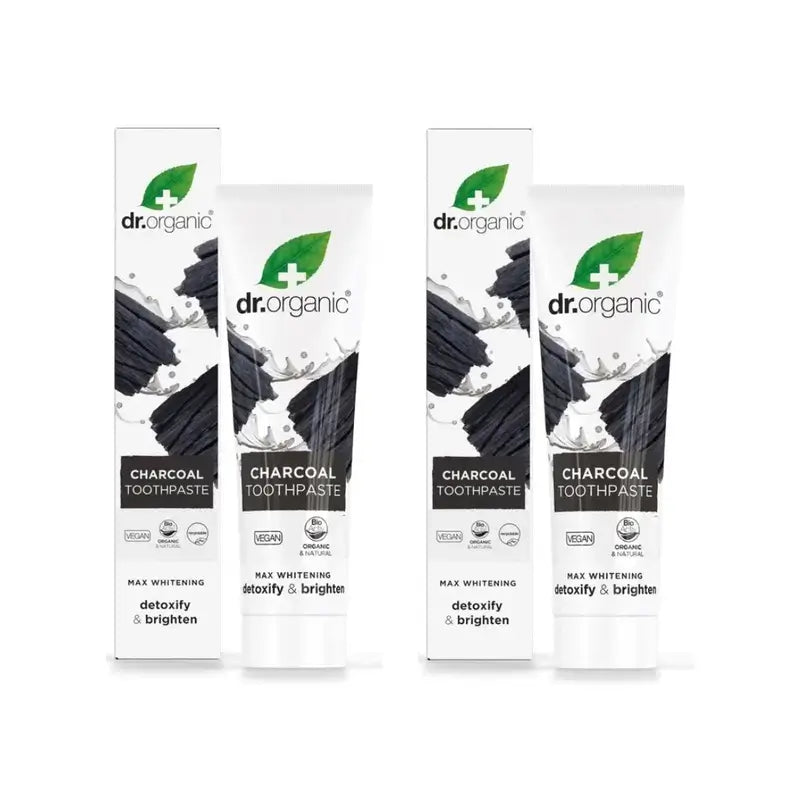 Dr.Organic Carbone Attivo Dentifricio Sbiancante, 2X100 Ml
