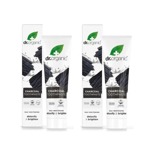 Dr.Organic Carbone Attivo Dentifricio Sbiancante, 2X100 Ml