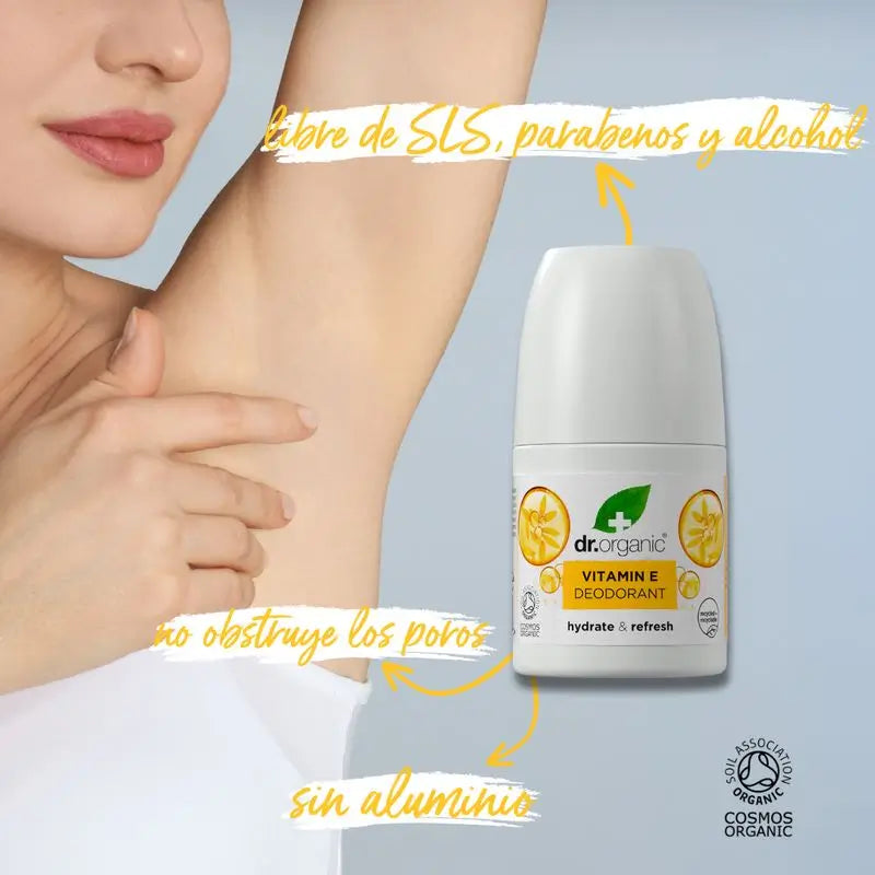 Dr.Organic Vitamina E Deodorante per pelli secche, 50 ml
