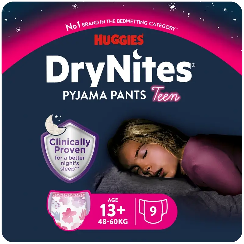 Drynites Taglia +13 Pannolini da notte per bambine , 9 pezzi