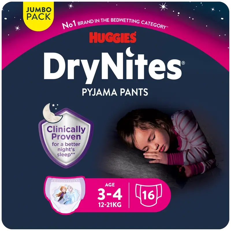 Drynites Pannolini da notte per bambine taglia 3-4, 16 pz.