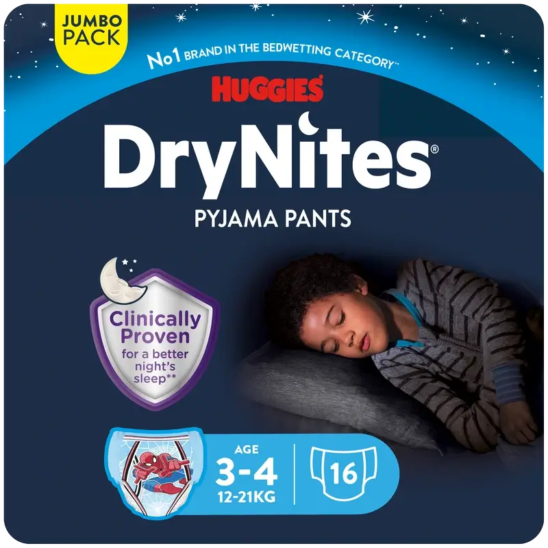 Pannolini notturni per bambini Drynites taglia 3-4, 16 pezzi.