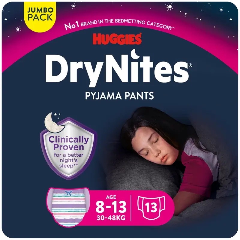 Pannolini da notte per bambina Drynites taglia 8-13, 13 pezzi
