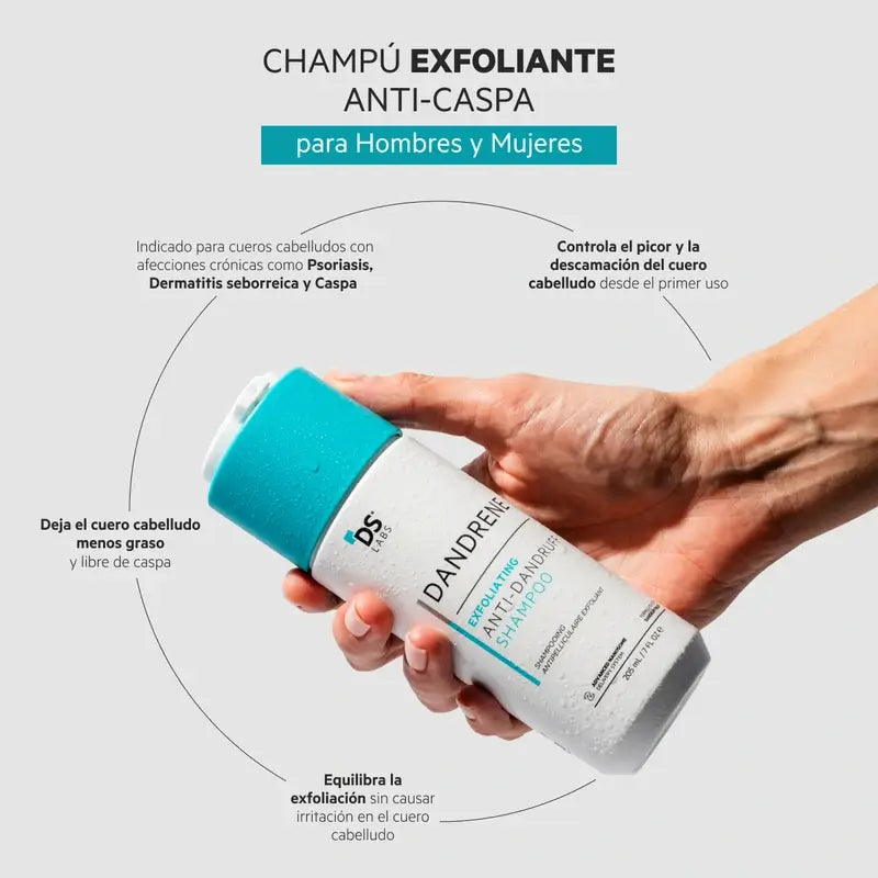 Ds Laboratories Dandrene Shampoo esfoliante antiforfora, 205ml