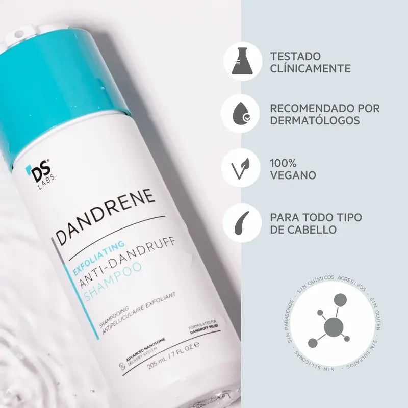 Ds Laboratories Dandrene Shampoo esfoliante antiforfora, 205ml