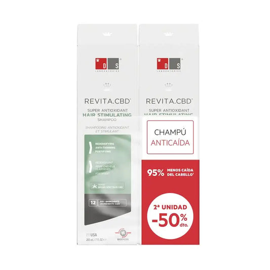 Ds Laboratories Revita Cbd Shampoo stimolante per la perdita dei capelli con Cbd Pack, 2 x 205 ml