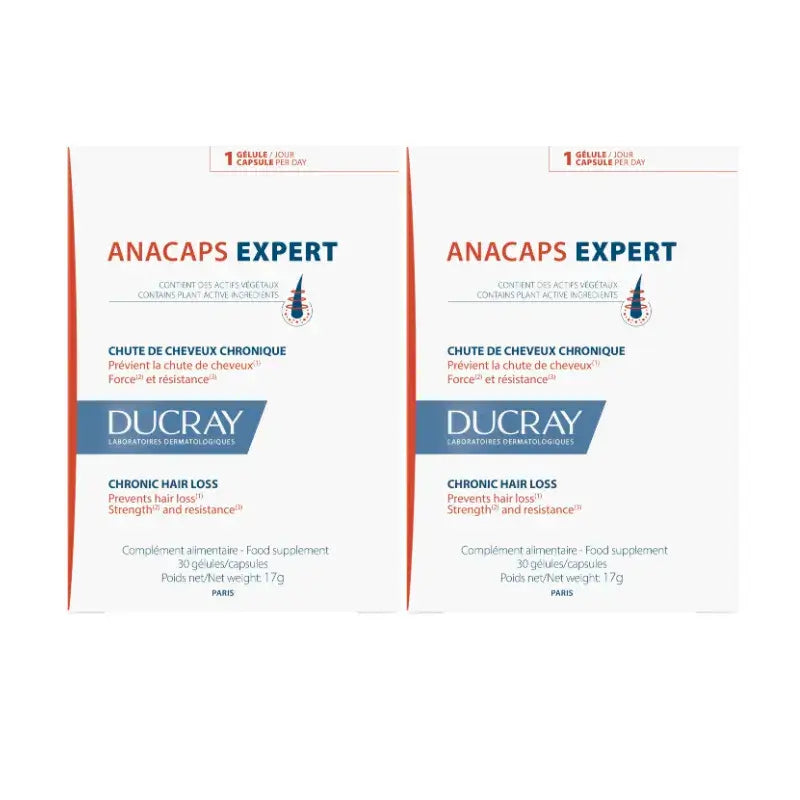 Ducray Anacaps Expert Integratore anticaduta, confezione da 2 x 30 capsule