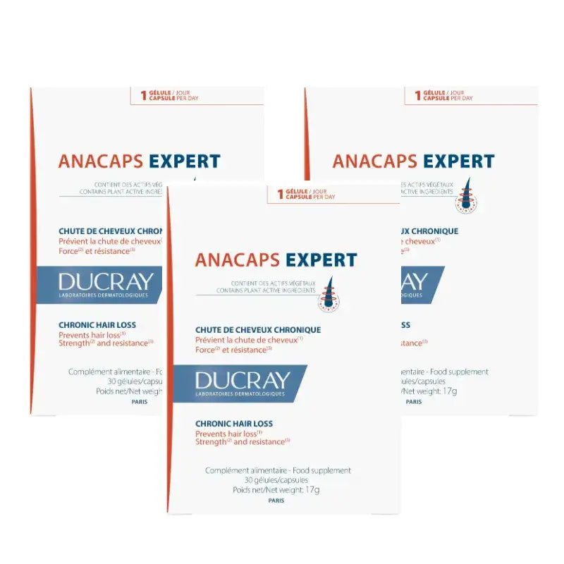 Ducray Anacaps Expert Integratore anticaduta, confezione da 3 x 30 capsule