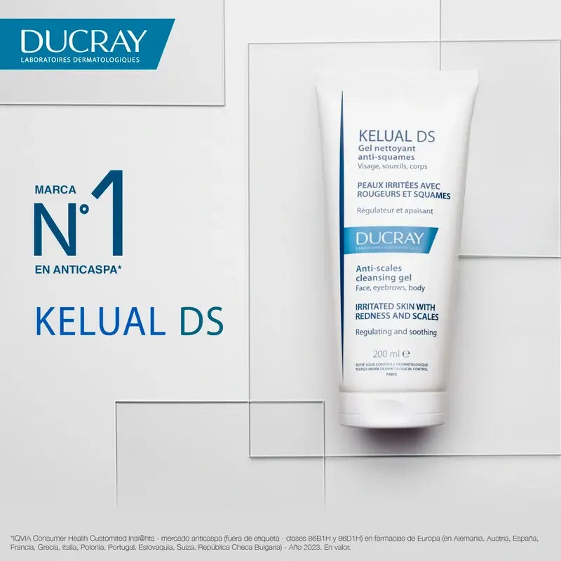 Ducray Kelual Ds Gel detergente viso, 200 ml