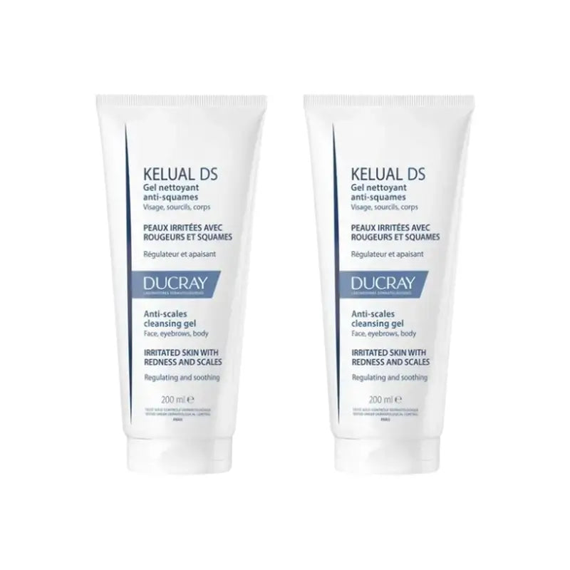 Ducray Kelual Ds Gel detergente viso, 2X200 Ml
