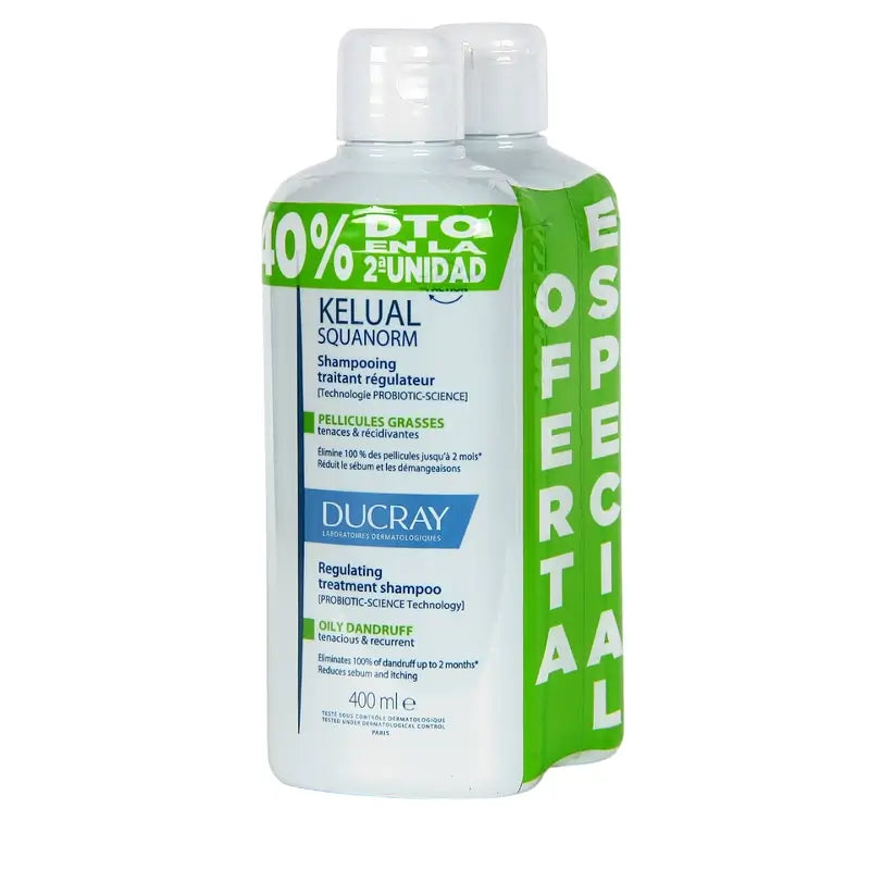 Ducray Kelual Squanorm Shampoo Forfora Grassa 2 X 400Ml