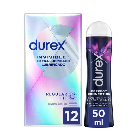 Durex Invisible Extra Lubricated 12 preservativi + Lubrificante Perfect Connection 50 ml