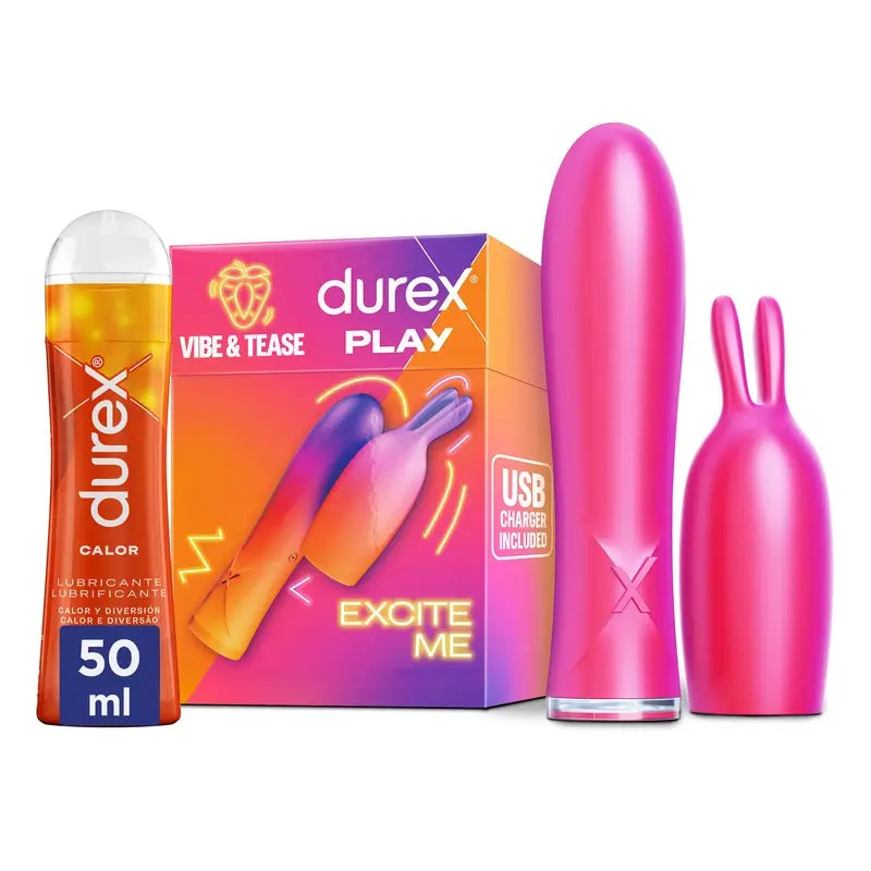 Durex Confezione Coniglietto Vibrante 2 In 1, Vibe & Tease + Lubrificante Riscaldante, 50 Ml