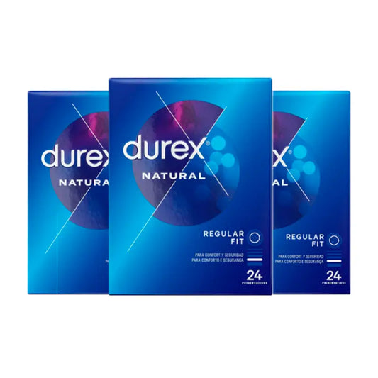 Preservativi Durex Natural Plus, confezione 3 x 24 unità