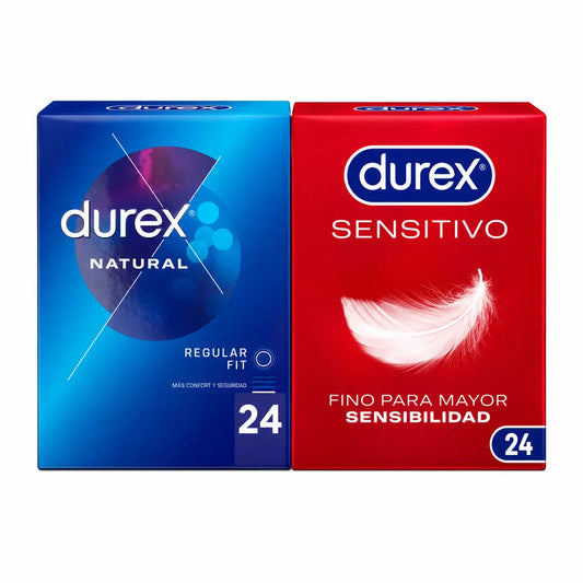 Confezione di preservativi Durex Natural Plus, 24 unità + Sensitive Soft, 24 unità