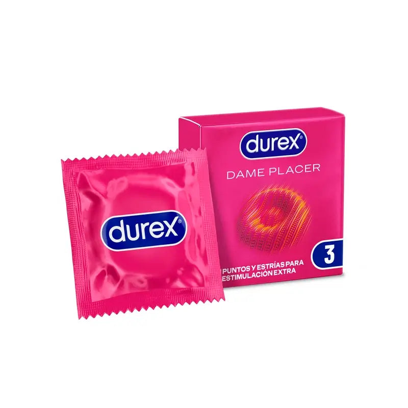 Preservativi Durex Give Me Pleasure, con puntini e smagliature per una maggiore stimolazione, 3 preservativi