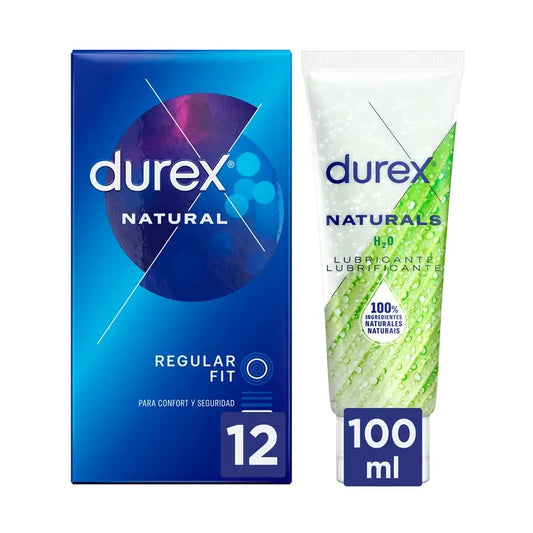 Durex Confezione 12 preservativi naturali + lubrificante Naturals 100 ml