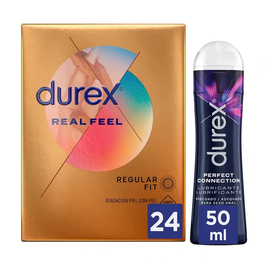 Durex Real Feel Preservativi 24 pezzi + Lubrificante Perfect Connection 50 ml