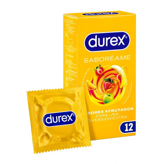 Preservativi Durex Saboreame ai gusti fruttati - Fragola, Banana, Arancia e Mela 12 unità