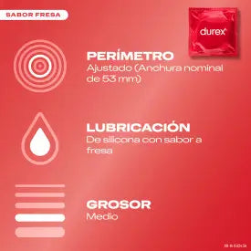 Preservativi Durex Saboreame ai gusti fruttati - Fragola, Banana, Arancia e Mela 12 unità