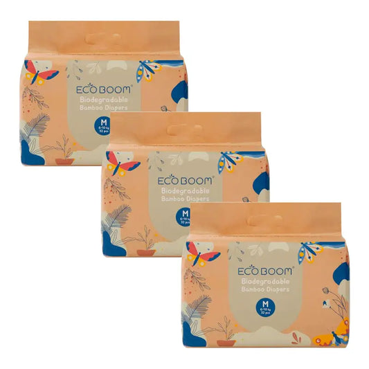 Eco Boom Pack 3X Bamboo Nappy Joy M 3, 96 pezzi.