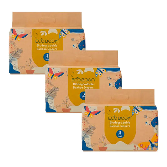 Eco Boom Pack 3X Pannolino di bambù Joy S 2, 108 pezzi.