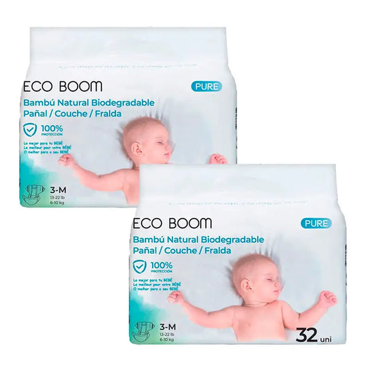 Eco Boom Pack 2X pannolini di bambù Pure M 3, 96 pezzi