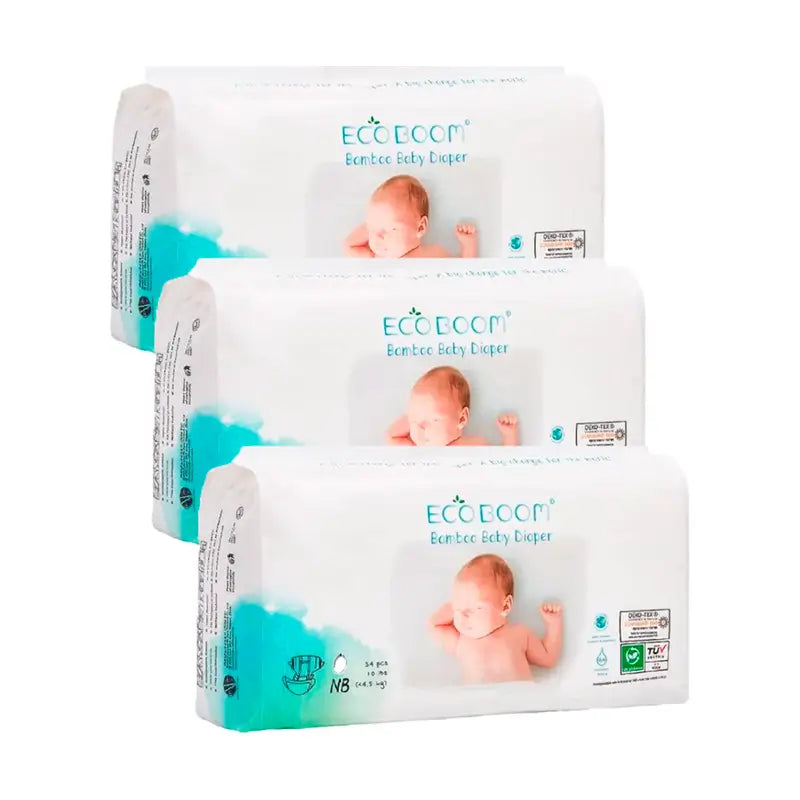 Eco Boom Pack 3X Puro Bambù Confezione di pannolini Nb 0, 102 Unità