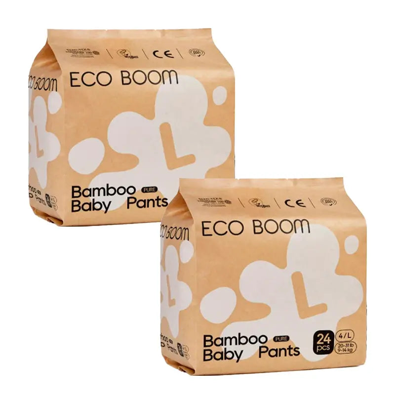 Eco Boom Pack 2X Pannolini di bambù puro L, 48 pezzi.