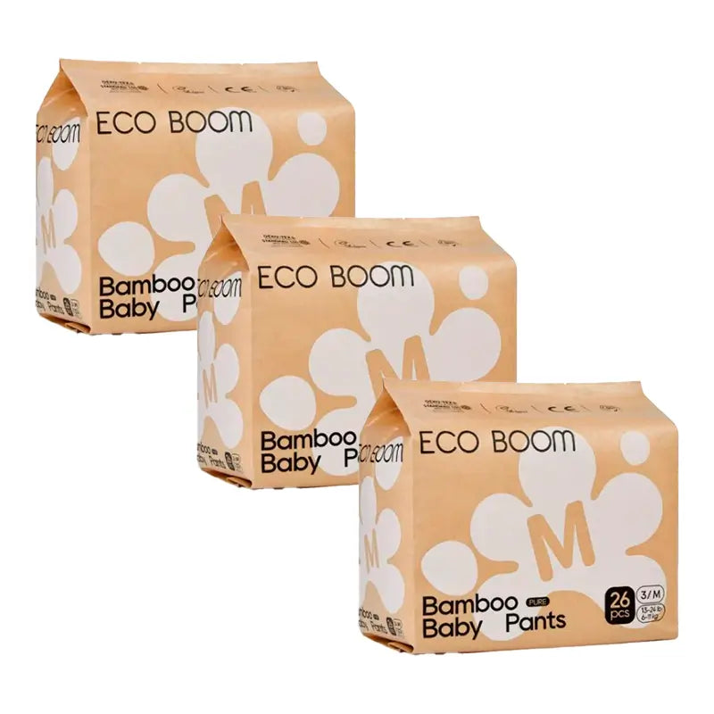 Eco Boom Pack 3X Pure M Bamboo Nappy, 78 pezzi.