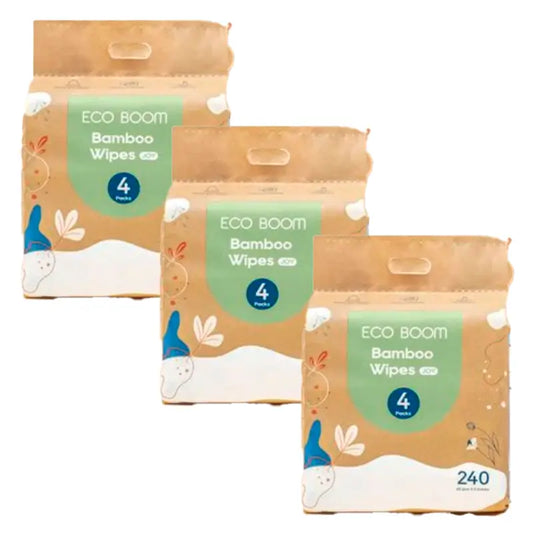 Confezione di salviette umidificate Eco Boom Bamboo, 3 X 240 unità