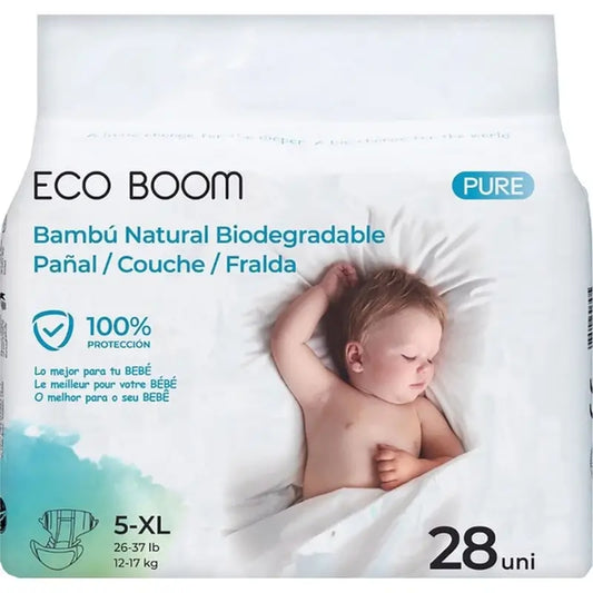 Eco Boom Bamboo Diaper Pure Xl 5, 28 pezzi.
