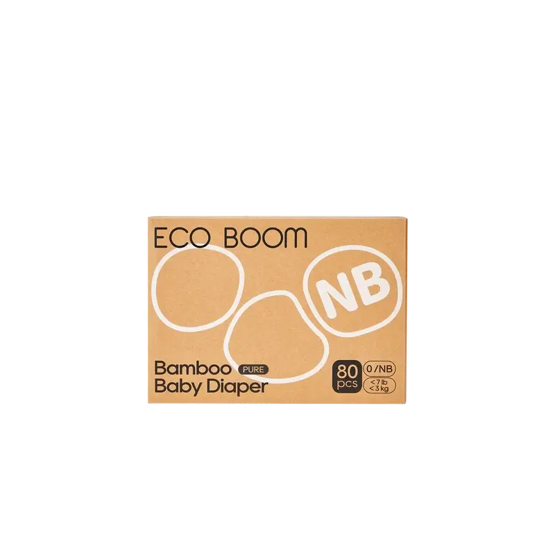 Pannolini ECO BOOM PURE in bambù 100% naturale - Taglia 0/NB (1-3 kg) - 80 pz.