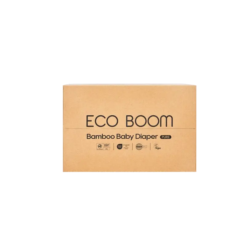 Pannolini ECO BOOM PURE in bambù 100% naturale - Taglia 0/NB (1-3 kg) - 80 pz.