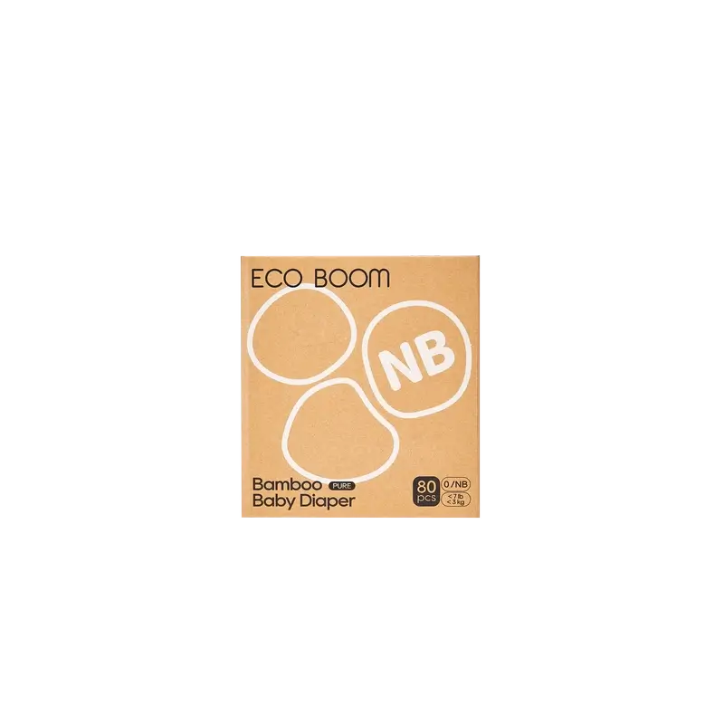 Pannolini ECO BOOM PURE in bambù 100% naturale - Taglia 0/NB (1-3 kg) - 80 pz.