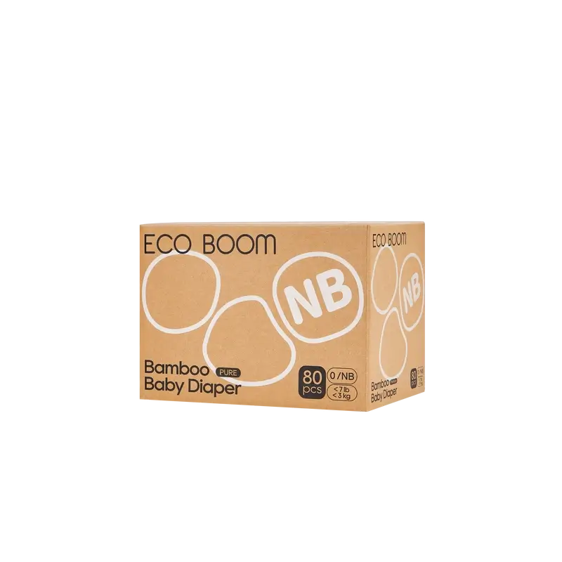 Pannolini ECO BOOM PURE in bambù 100% naturale - Taglia 0/NB (1-3 kg) - 80 pz.