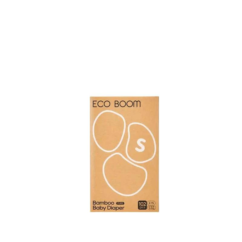 Pannolini ECO BOOM PURE in bambù 100% naturale - Taglia 2/S (3-8 kg) - 102 pz.