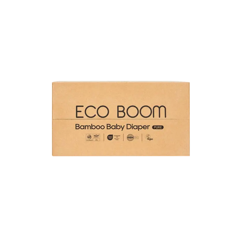 Pannolini ECO BOOM PURE in bambù 100% naturale - Taglia 2/S (3-8 kg) - 102 pz.