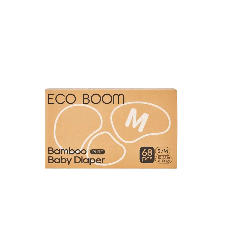 Pannolini ECO BOOM PURE 100% bambù naturale - Taglia 3/M (6-10 kg) - 68 pz.