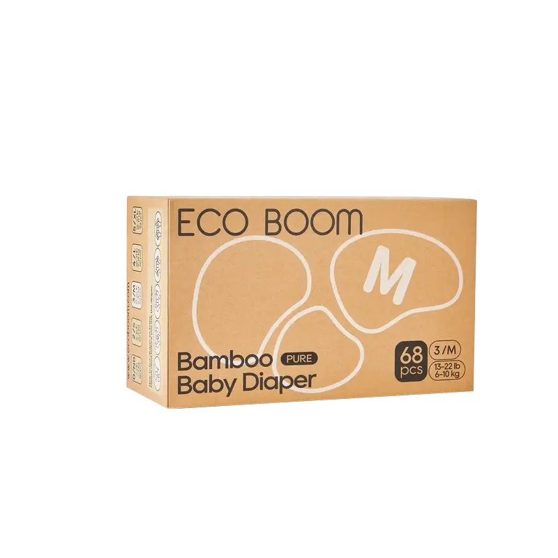 Pannolini ECO BOOM PURE 100% bambù naturale - Taglia 3/M (6-10 kg) - 68 pz.
