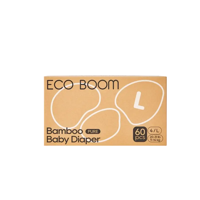 Pannolini ECO BOOM PURE in bambù 100% naturale - Taglia 4/L (9-14 kg) - 60 pz.