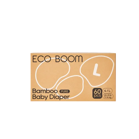 Pannolini ECO BOOM PURE in bambù 100% naturale - Taglia 4/L (9-14 kg) - 60 pz.