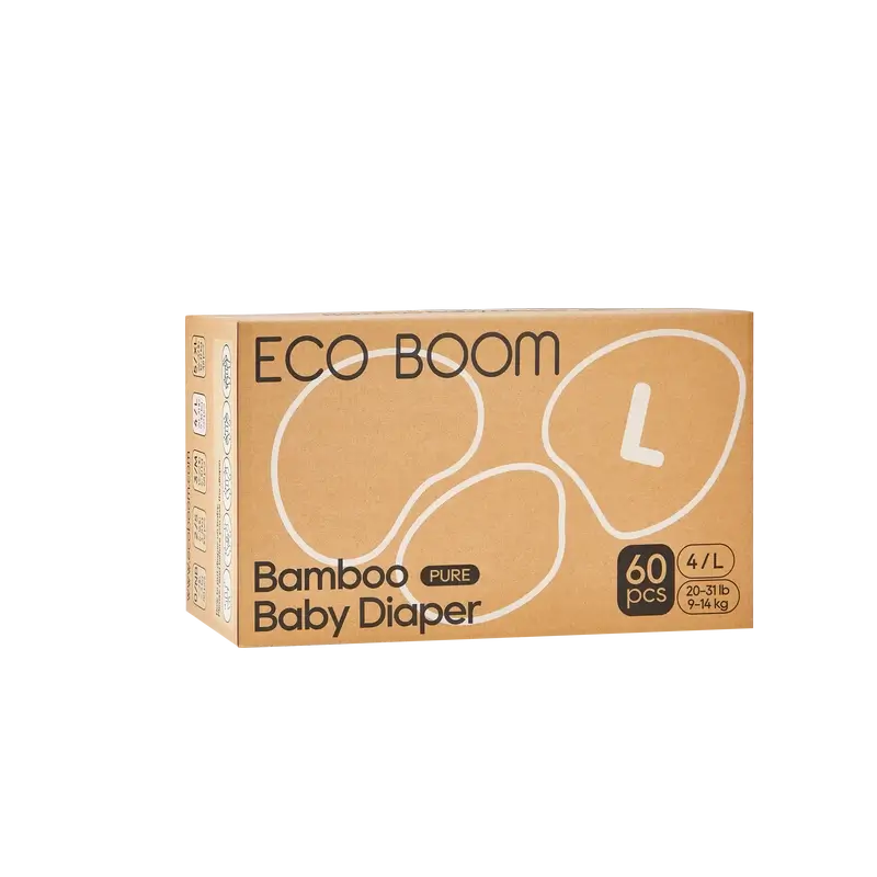 Pannolini ECO BOOM PURE in bambù 100% naturale - Taglia 4/L (9-14 kg) - 60 pz.