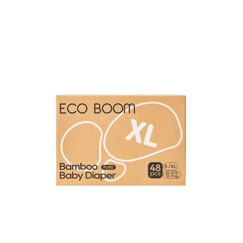 ECOBOOM PURE Pannolini in bambù 100% naturale - Taglia 5/XL (12-17 kg) - 48 pz.