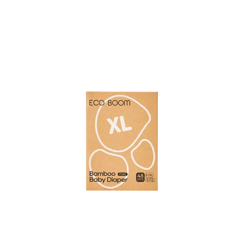 ECOBOOM PURE Pannolini in bambù 100% naturale - Taglia 5/XL (12-17 kg) - 48 pz.