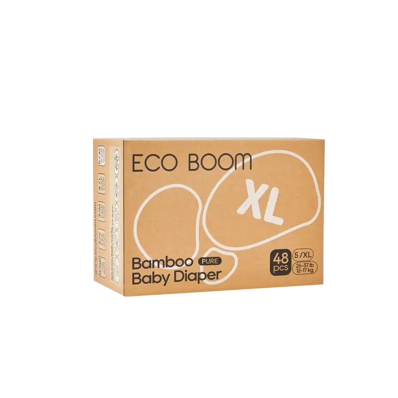 ECOBOOM PURE Pannolini in bambù 100% naturale - Taglia 5/XL (12-17 kg) - 48 pz.