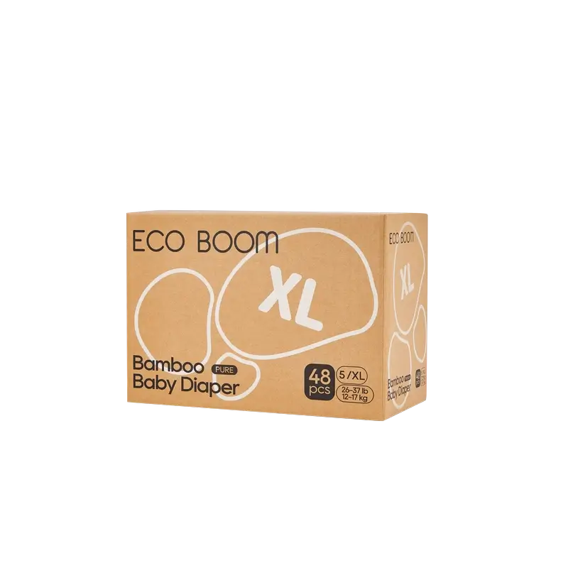 ECOBOOM PURE Pannolini in bambù 100% naturale - Taglia 5/XL (12-17 kg) - 48 pz.