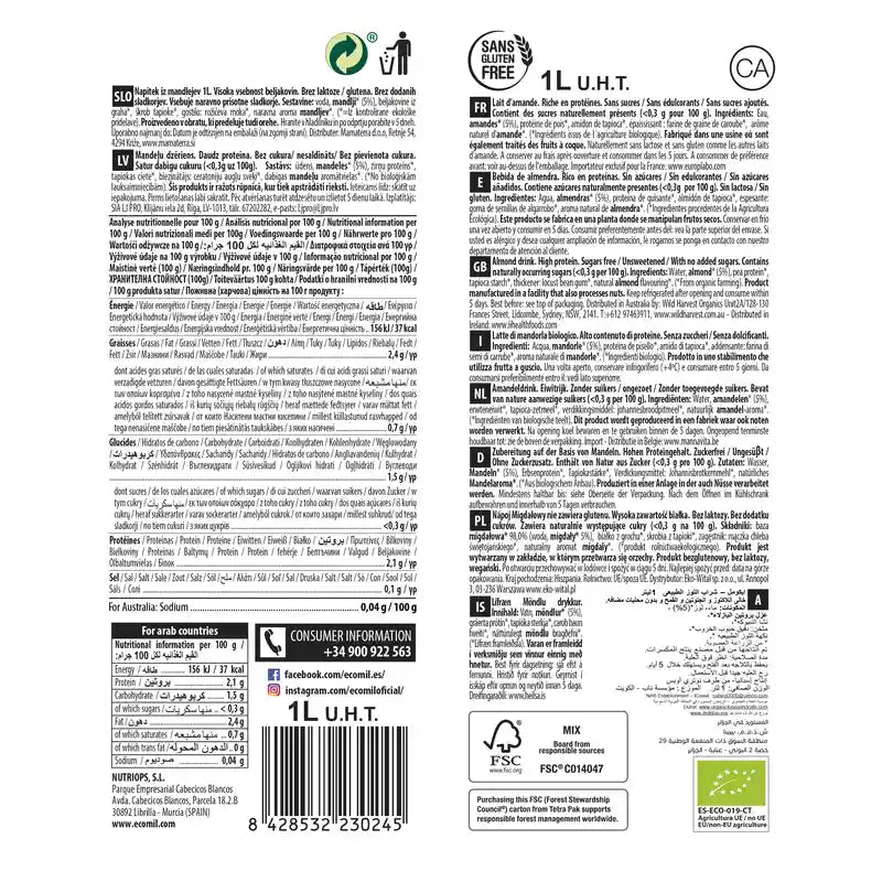 Ecomil Mandorla Natura Proteina, 1 litro