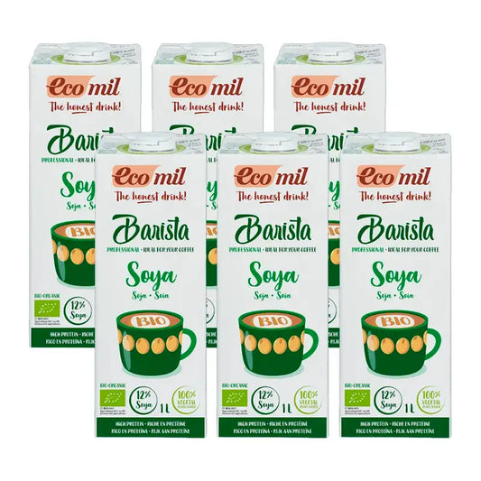 Ecomil Bevande Vegetali Barista alla Soia Biologica, Confezione 6 x 1 litro
